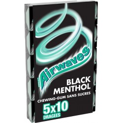 Airwaves Chewing-gum sans sucres Black Menthol 5x10 70g