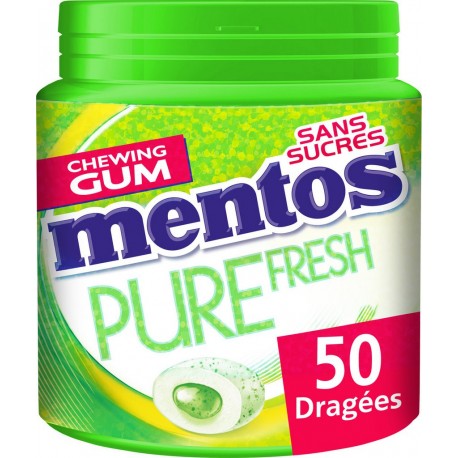 Mentos Chewing-gum Pure Fresh citrus au thé vert s/sucres 100g