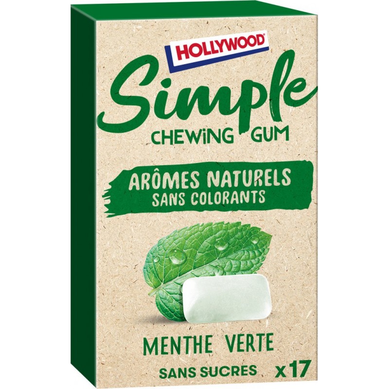 Hollywood Chewing-gum simple menthe verte s/sucres - DISCOUNT