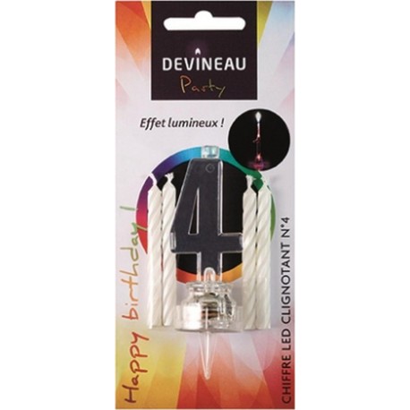 Devineau Bougie chiffre n.4 avec led