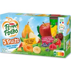 Pom'Potes Compotes pommes fruits rouges & pommes fruits jaunes x12 90g