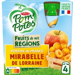 Pom Potes Compotes en gourde pomme mirabelle s/sucres ajoutés POM'POTES x4 90g