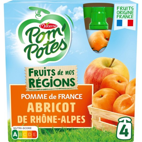 Pom Potes Compotes en gourde pomme abricot POM'POTES x4 90g