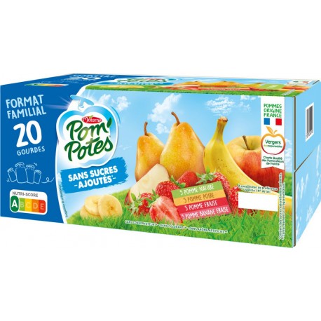 Pom'Potes Compotes en gourde multifruits sans sucres ajoutés 20x90g 1.8Kg