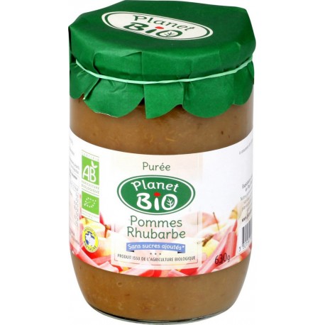 Planet Bio Compote pommes rhubarbe s/sucres ajoutés