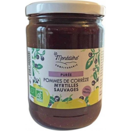 73 Purée Pomme Myrtilles Sauvages Bio 550 G La Monédière