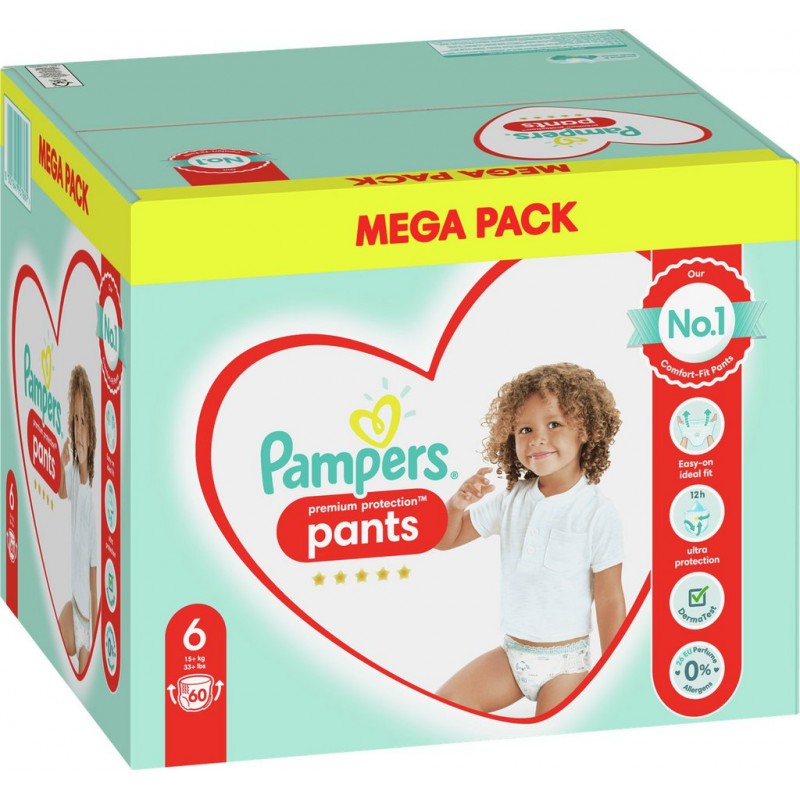 Pampers Couches bébé taille 6 : 15Kg et + premium protection pants 