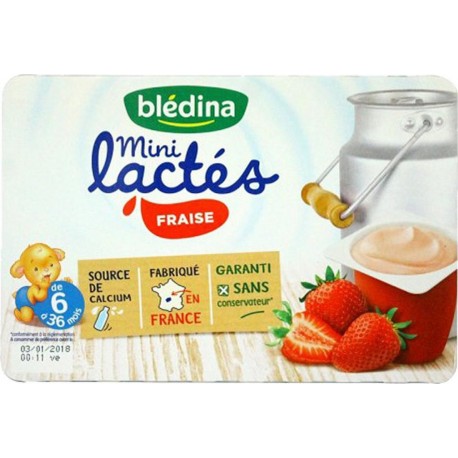 Blédina Mini Lactés Fraise (de 6 à 36 mois) par 6 pots de 55g (lot de 6 soit 36 pots)