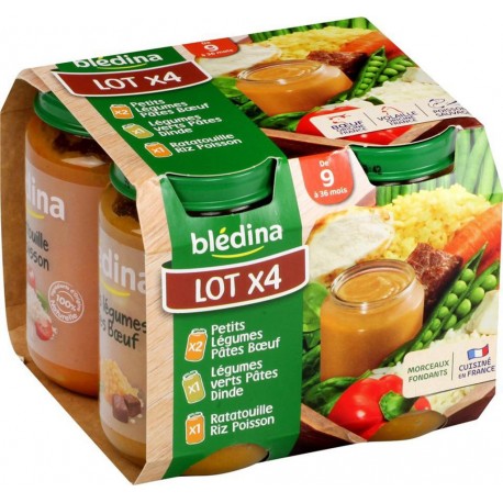 Blédina Assortiment Pots Salés (de 9 à 36 mois) par 4 pots de 200g (lot de 4 soit 16 pots)