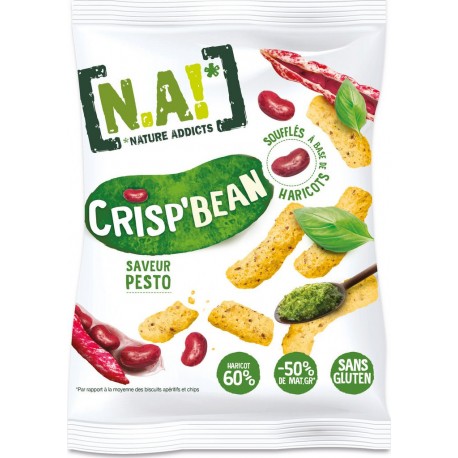 N.A! Biscuits apéritifs crisp'bean soufflés à base de Haricots saveur pesto 50g (lot de 10)