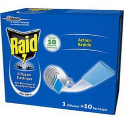 Raid Diffuseur électrique anti-moustiques et moustiques tigres le diffuseur+10 recharges