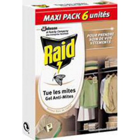 Raid Gel anti-mites senteur bois de cèdre les 6 sachets de 3g