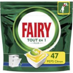 Fairy Capsules pour lave-vaisselle Tout-en-1 Plus PEPS Citron x47