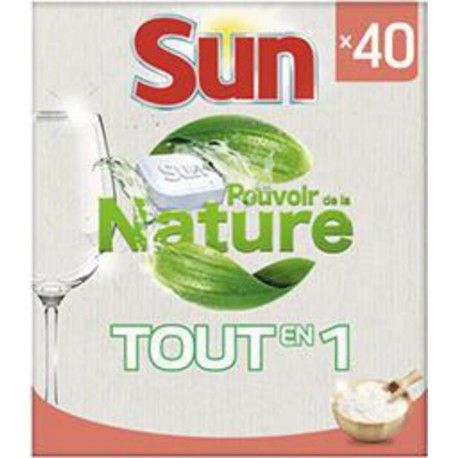 Sun Tout en 1 - Tablette de lavage Pouvoir de la Nature bicarbonate de soude la boîte de 40 tablettes 800g