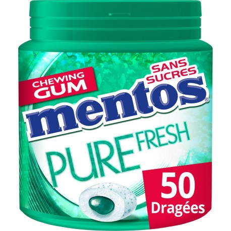 Mentos Chewing-gum Pure Fresh chloro sans sucres 100g (lot de 6)