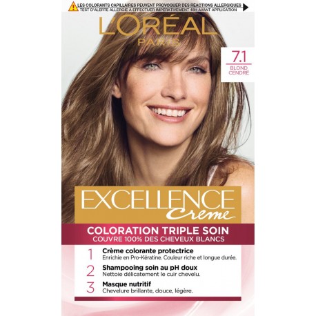 L Oreal Paris Excellence Creme Coloration permanente 7.1 blond cendré L'OREAL PARIS EXCELLENCE CREME