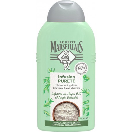 Le Petit Marseillais Shampooing infusion thym argile blanche Bio 250ml