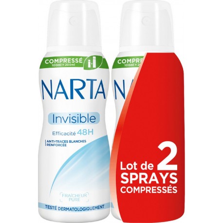 Narta Déodorant compressé invisible 48h x2 sprays 100ml - 200ml