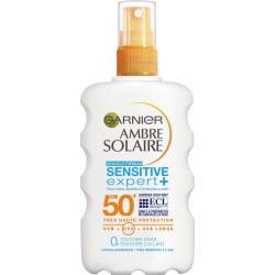 Ambre Solaire Garnier Spray solaire sensitive expert SPF50+ peau claire, sensible et intolérante au soleil