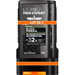 Men Expert Gel douche Savon Noir Minéral x2 flacons 300ml