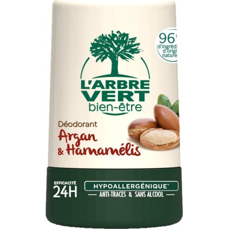 L'Arbre Vert Déodorant Hypoallergénique au parfum Argan & Hamamelis 24h 50ml