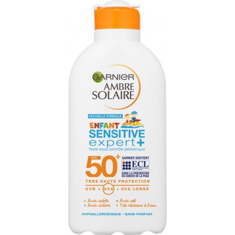 Spf50 Ambre Solaire Garnier Lait solaire enfant sensitive expert + SPF50+ AMBRE SOLAIRE GARNIER