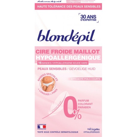 Blondepil Bandes de Cire Froide Hypoallergénique Maillot boîte 16