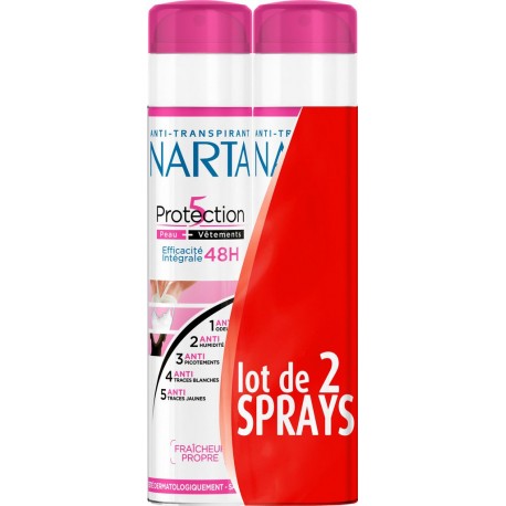 5 Narta Déodorant protection x2 bombes 200ml