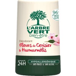 Déodorant Hypoallergénique parfum Fleurs de Cerisier & Hamamelis L'ARBRE VERT 50ml