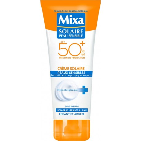 MIXA Crème solaire SPF50+ ambre solaire peau très claire