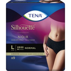 TENA Sous-vêtement noir Taille basse L, fuites urinaire paquet 9