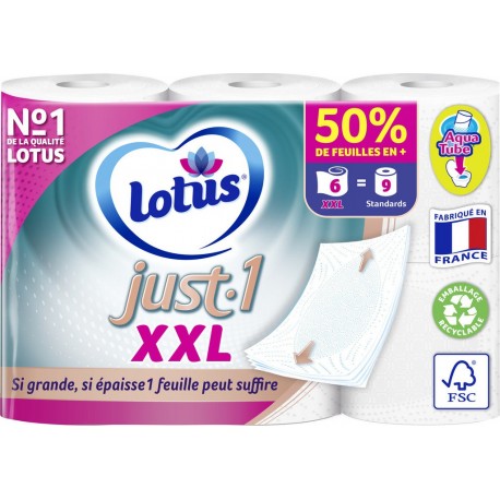 Lotus Papier toilette XXL banc x6 paquet 6 rouleaux