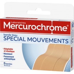 Mercurochrome Pansements bande tissu 10x6cm boîte 5