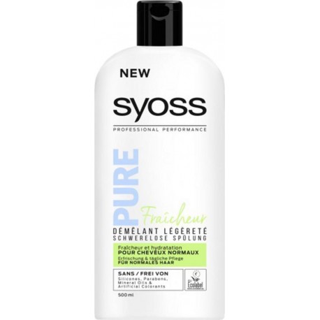 SYOSS Pure Fraîcheur Démêlant Légèreté Pour Cheveux Normaux 500ml (lot de 4)