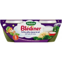 Blédina Blédiner Petites Pâtes Épinards Lait Touche de Crème (dès 8 mois) par 2 pots de 200g (lot de 6 soit 12 pots)