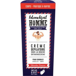 Blondepil Homme Crème épilatoire Homme sous la douche, peaux sensibles 200ml tube 200ml + gant