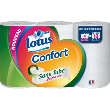 Lotus Confort Sans Tube 2x plus long 6 Rouleaux (lot de 3 soit 18 rouleaux)