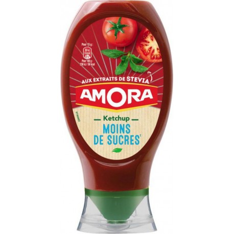 Amora Tomato Ketchup Moins de Sucres aux Extraits de Stevia 465g (lot de 5)