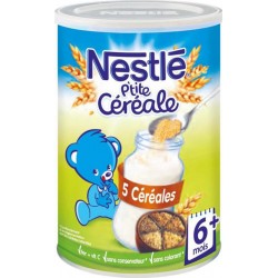 Nestlé P’tit Céréale 5 Céréales (+6 mois) Format 400g (lot de 6)