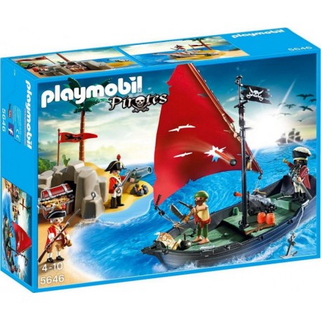 PLAYMOBIL 5646 Pirates - Îlot Au Trésor Et Chaloupe De Pirates