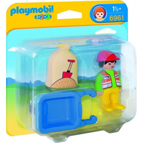 PLAYMOBIL 6961 1.2.3 - Ouvrier Avec Brouette