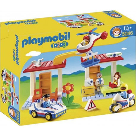 PLAYMOBIL 5046 1.2.3 Coffret Hôpital avec Secouristes et Policiers