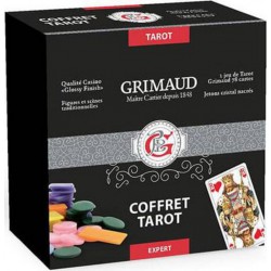 Grimaud Coffret Grimaud Tarot Expert - façon cuir - jeux de Tarot Expert - 60 jetons plastique