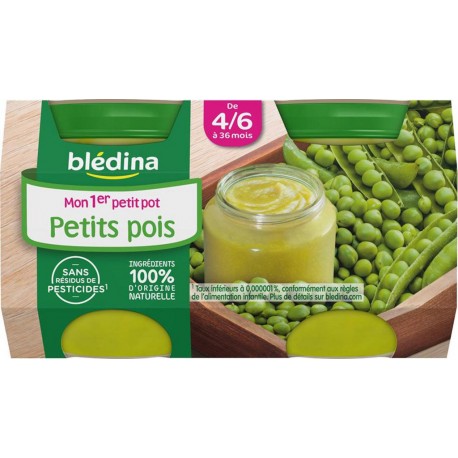 Blédina Mon 1er Petit Pot Petits Pois (de 4/6 à 36 mois) par 2 de 130g (lot de 10 soit 20 pots)