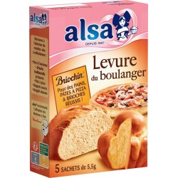 ALSA Levure du Boulanger Pains Pizzas et Brioches x5 27,5g