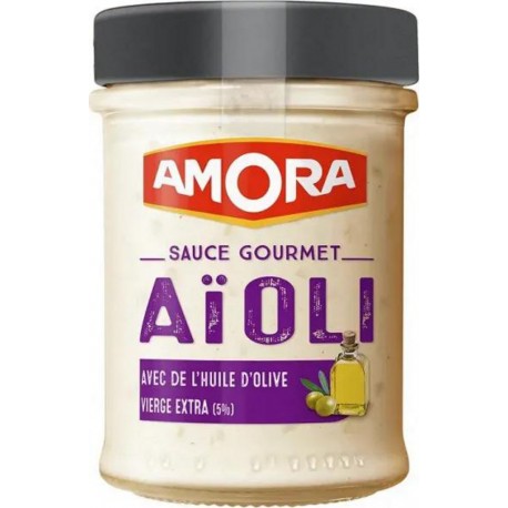 Amora Sauce Gourmet Aïoli avec de l’Huile d’Olive Vierge Extra (5%) 182g (lot de 5)