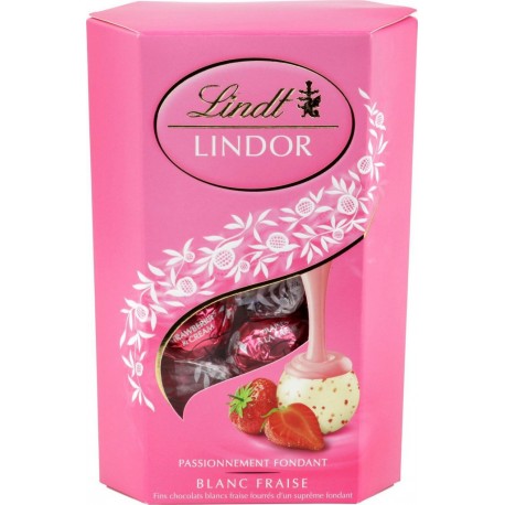 Lindt Lindor Cornet Boules Blanc Fraise 200g