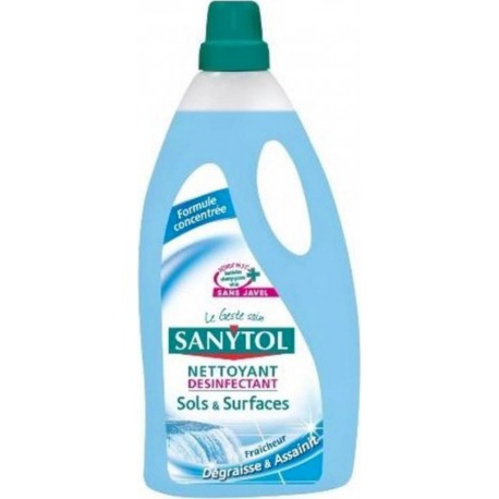 Sanytol Nettoyant Désinfectant Sols Et Surfaces Dégraisse Et Assainit Fraîcheur 1L (lot de 3)