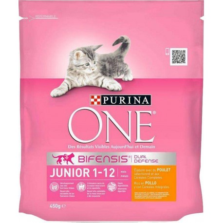 Purina One Croquettes Chat Junior 1 à 12 Mois Poulet 450g