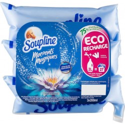 Soupline Concentré Eco Recharge Moments Magiques Perles de Fraîcheur par 3 berlingots de 200ml (lot de 6 soit 18 berlingots)